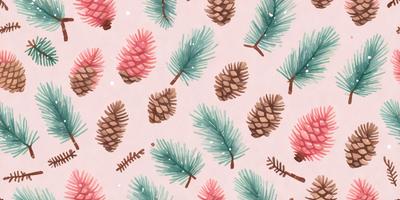 The primary subject of the image is a pattern of pine trees, which are depicted in various shades of pink, green, and brown. The setting is a pink and white background, which adds a contrasting and visually appealing effect to the scene. The visual style of the image is a combination of digital art and illustration, creating a unique and artistic representation of the pine trees. The colors and mood of the image are predominantly warm and inviting, with the pink and green hues